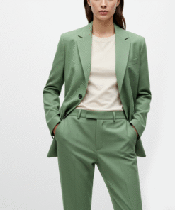 Women’s Sage Green Relaxed-Fit Blazer & Trousers Set – Modern Tailored Suit