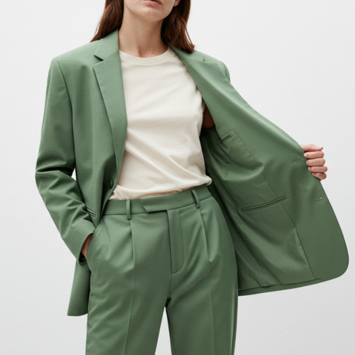 Women’s Sage Green Relaxed-Fit Blazer & Trousers Set – Modern Tailored Suit - Image 2