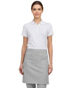 Women’s White Polo Shirt with Light Grey Waist Apron – Service Uniform Set
