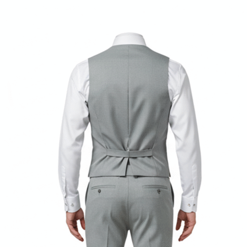 Men’s Light Grey 3-Piece Hospitality Uniform Set – Shirt, Double-Breasted Vest & Trousers