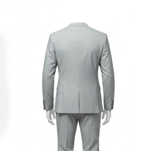 Men’s Light Grey Slim-Fit Suit with White Shirt – Smart Casual Ensemble - Image 3