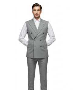 Men’s Light Grey Double-Breasted Vest Uniform Set – Modern Hospitality & Corporate Attire